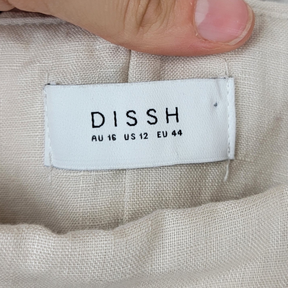 DISSH Aisle Pearl Linen Bow Tie Mini Dress Beige 12 - Picture 8 of 11